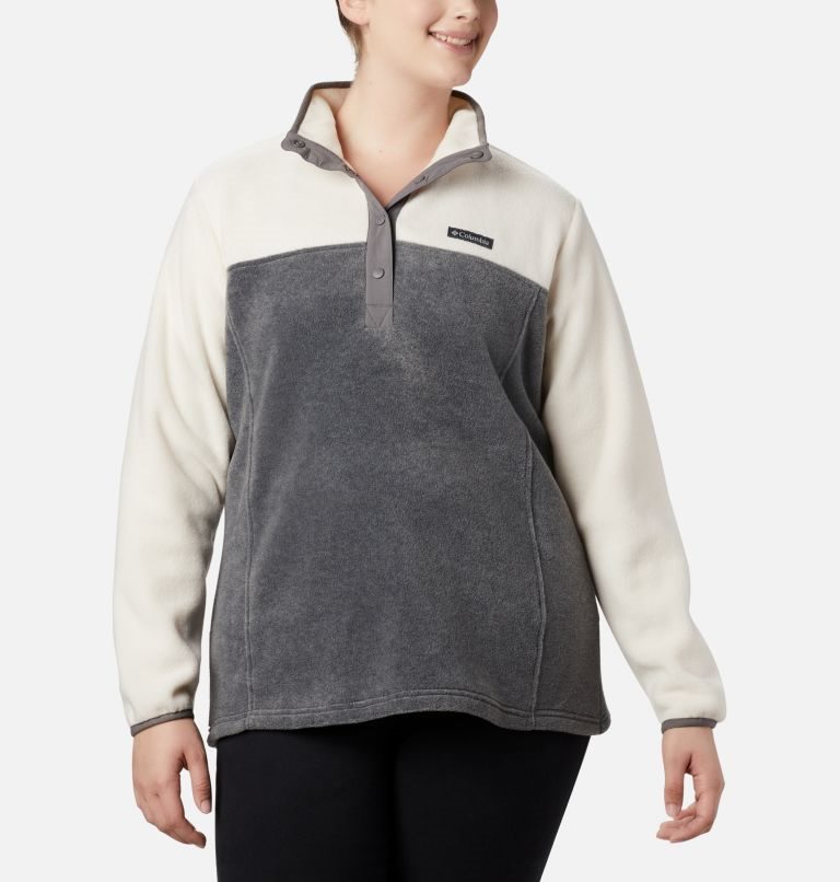 Women\'s Columbia Benton Springs 1/2 Snap Sweatshirts Cream / Dark Grey | Plus Size CA-C614L